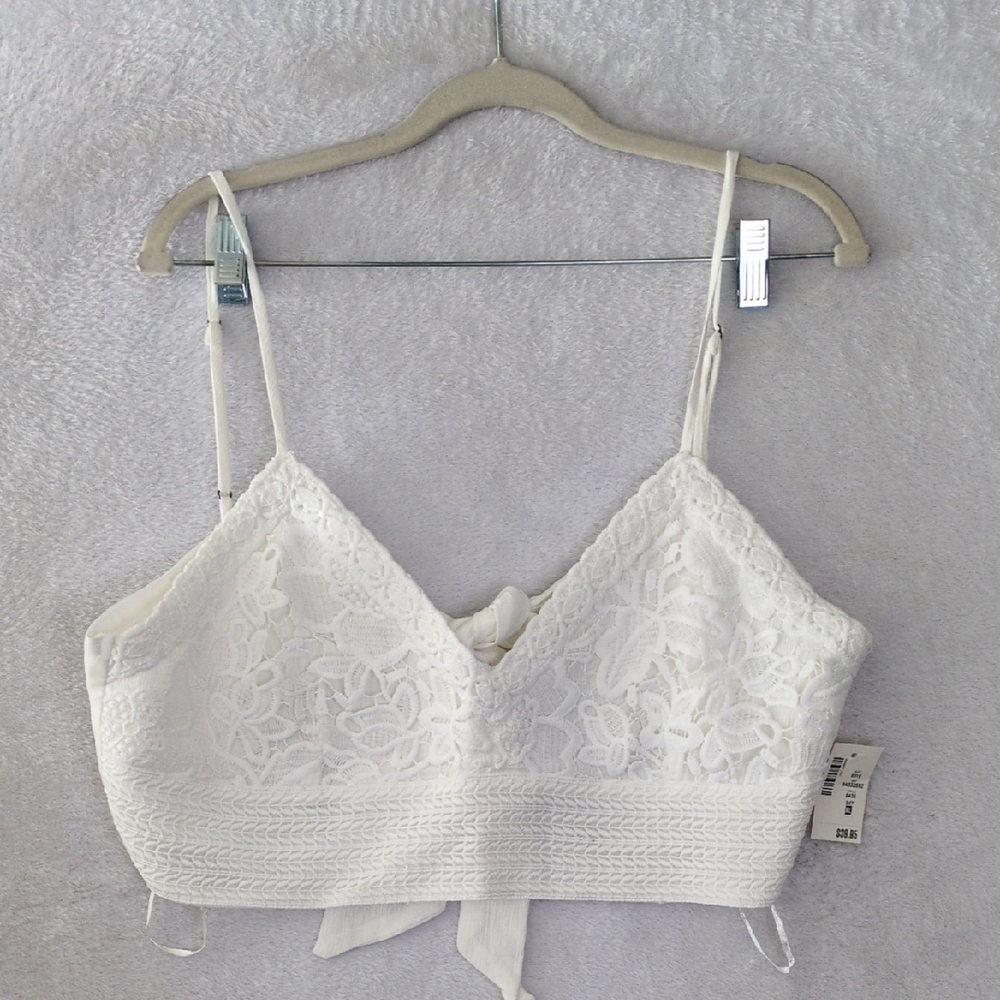 Aeropostale Womens White Boho Lace Crop Top‎ Size XL